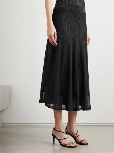 Khaite Dawn Pointelle-knit Midi Skirt In Black