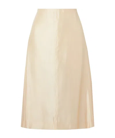 Khaite Nania Satin-twill Midi Skirt In Neutral