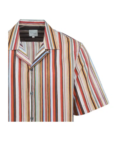 Paul Smith Short Sleeve Regular Fit Striped Shirt In Multi