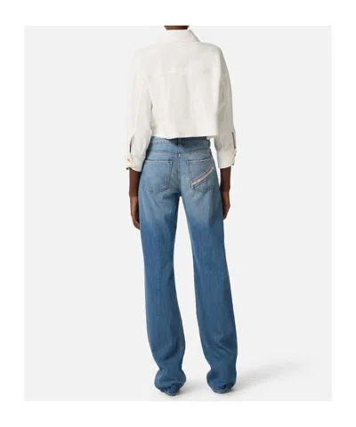 Elisabetta Franchi Gabardine Pea Coat In White