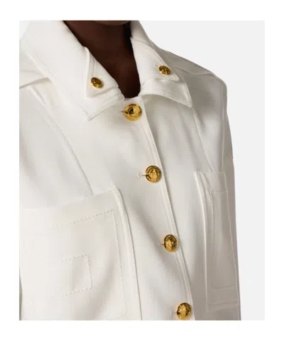 Elisabetta Franchi Gabardine Pea Coat In White