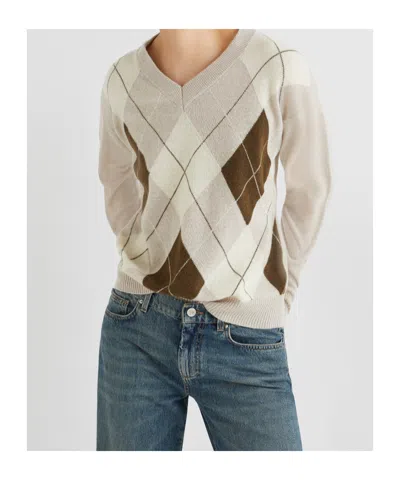 Marella Cashmere-blend Inlay Sweater In Brown