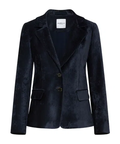Marella Single-breasted Corduroy Blazer - Midnightblue In Blue