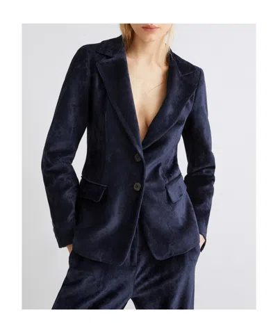 Marella Single-breasted Corduroy Blazer - Midnightblue In Blue