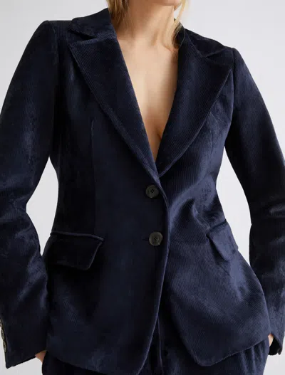 Marella Single-breasted Corduroy Blazer - Midnightblue In Blue