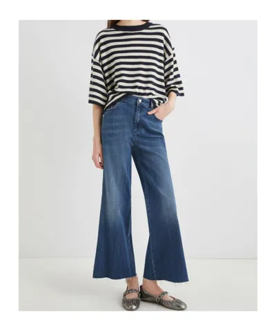 Marella Wide-leg Cropped Jeans In Blue