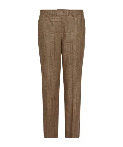 Marella Slim-fit Lightweight Wool Trousers In Brown