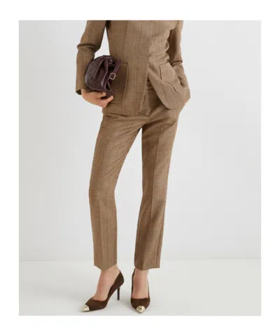 Marella Slim-fit Lightweight Wool Trousers In Brown