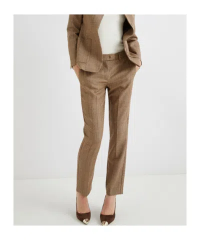 Marella Slim-fit Lightweight Wool Trousers In Brown