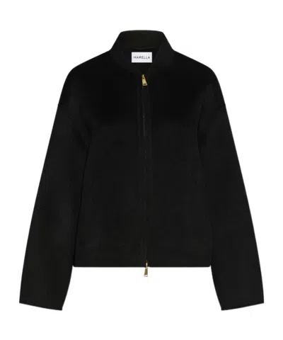Marella Pure Wool Bomber Jacket - Black In Black