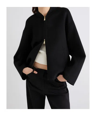Marella Pure Wool Bomber Jacket - Black In Black