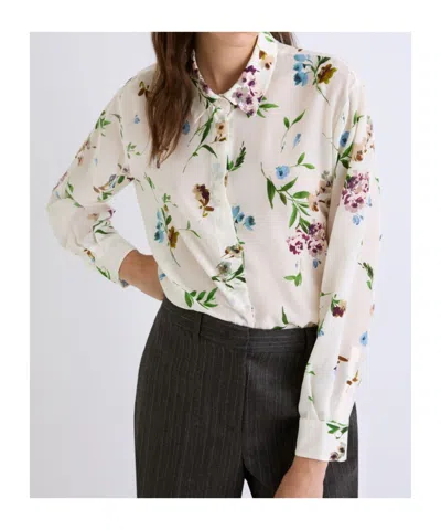 Marella Printed Silk Shirt - Cream In Multi