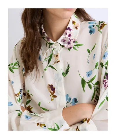 Marella Printed Silk Shirt - Cream In Multi