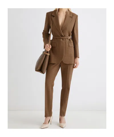 Marella Stretch Fabric Chino Trousers In Brown