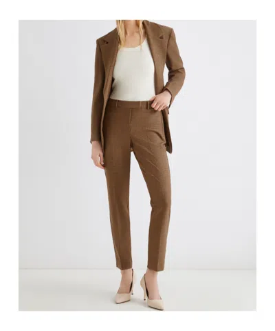 Marella Stretch Fabric Chino Trousers In Brown