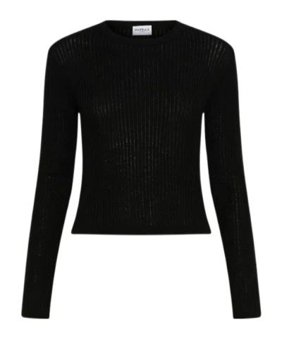 Marella Rib-knit Ultra-light Sweater In Black