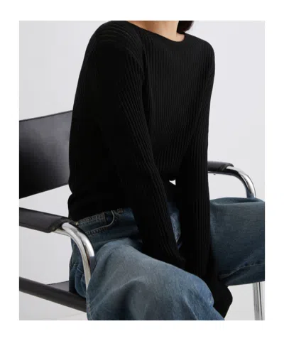 Marella Rib-knit Ultra-light Sweater In Black