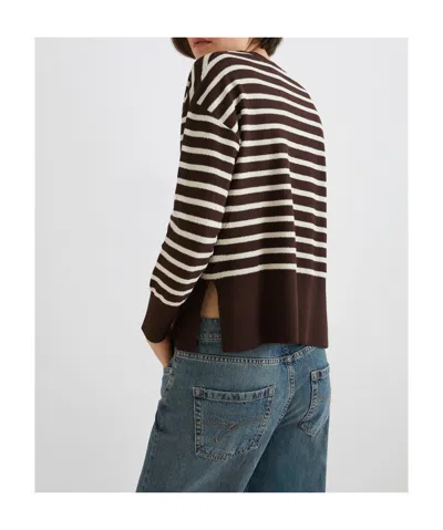 Marella Striped Bouclé Sweater - Brown In Multi