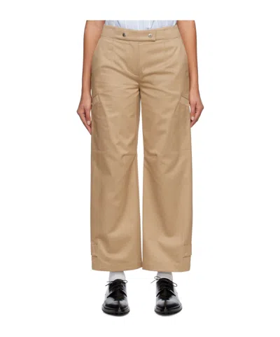 System Snap-button Casual Pants In Brown
