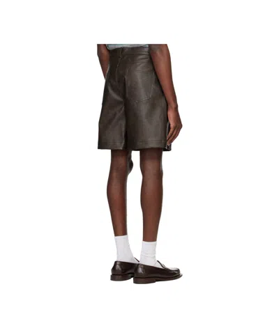 System Grainy Faux Leather Shorts In Brown