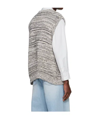 System Mixed Color Knitted Vest In White