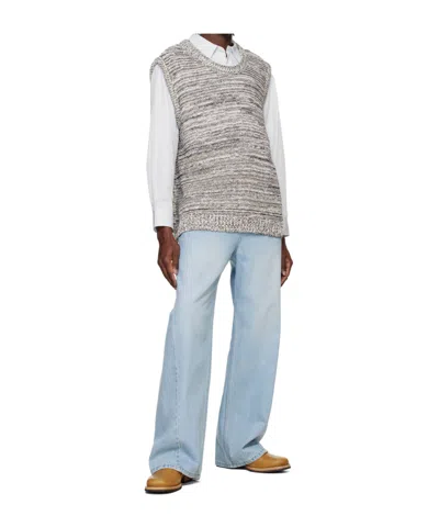 System Mixed Color Knitted Vest In White