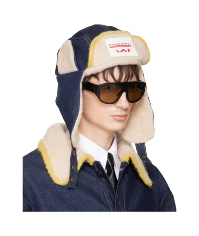 Charles Jeffrrey Loverboy Spliced Aviator Cap In Black