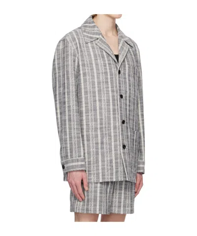 System Striped Casual Jacket In Gray