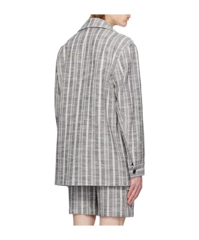 System Striped Casual Jacket In Gray