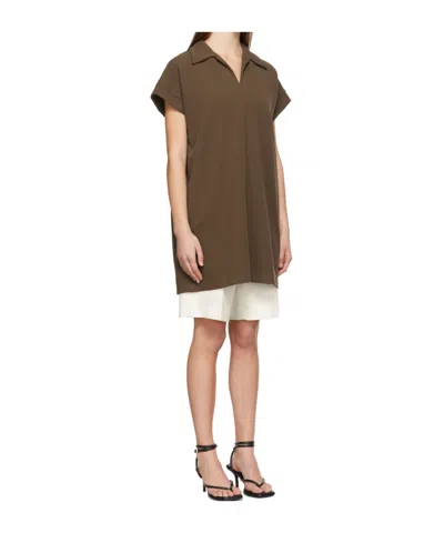 System Brown Polyester Mini Dress In Green