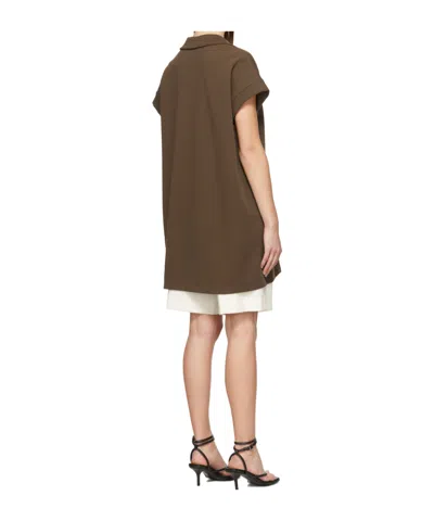 System Brown Polyester Mini Dress In Green