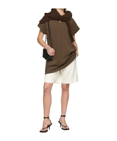 System Brown Polyester Mini Dress In Green