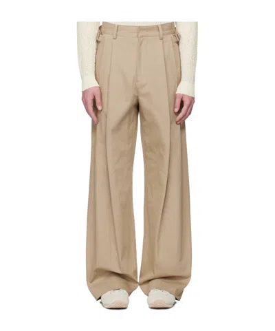 System Ssense Exclusive Beige Herringbone Trousers In Brown