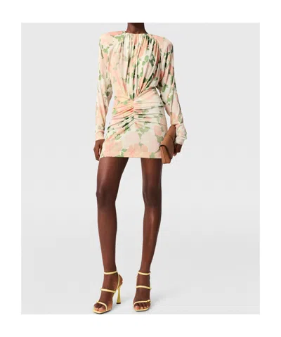 Stella Mccartney Gathered Floral-print Jersey Mini Dress In Multi