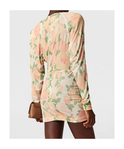 Stella Mccartney Gathered Floral-print Jersey Mini Dress In Multi