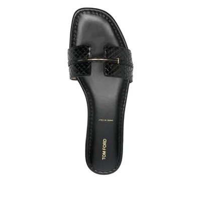 Tom Ford Semi Shiny Printed Python Julianne Slide In Black