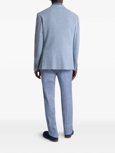 Etro Notched-lapels Blazer In Blue