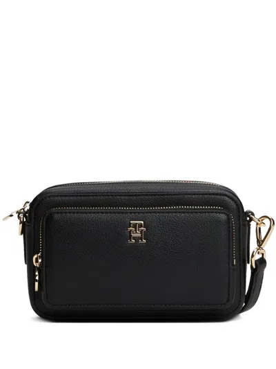 Tommy Hilfiger Logo-detail Zipped Shoulder Bag In Black