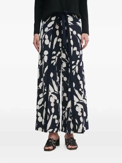 Joseph Ribkoff Floral Print Tie Trousers In Blue