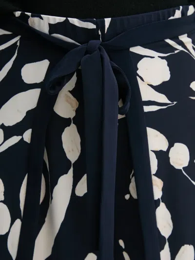 Joseph Ribkoff Floral Print Tie Trousers In Blue