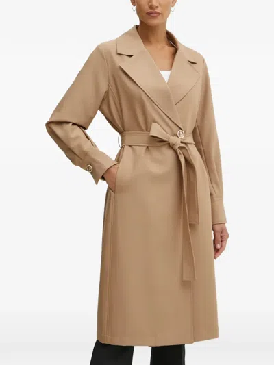 Fracomina Belted Trench Coat In Neutral