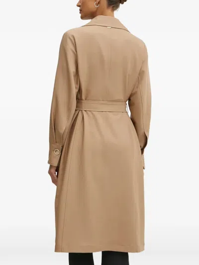 Fracomina Belted Trench Coat In Neutral