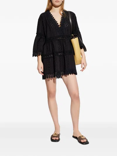 Melissa Odabash Lace V-neck Mini Dress In Black