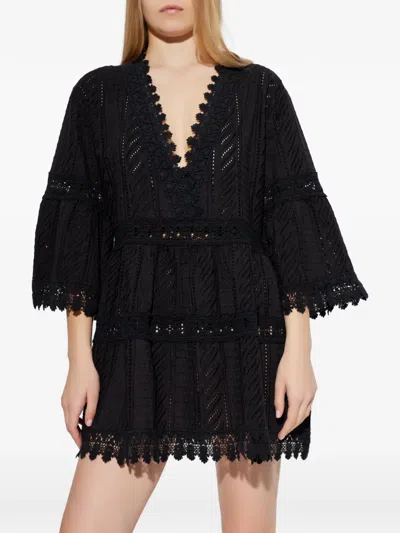 Melissa Odabash Lace V-neck Mini Dress In Black