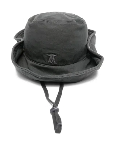 Open Yy Chin-strap Bucket Hat In Gray
