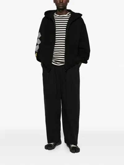 Open Yy Full Gather Pleated Trousers In Black