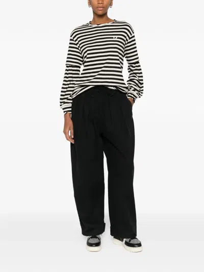 Open Yy Full Gather Pleated Trousers In Black