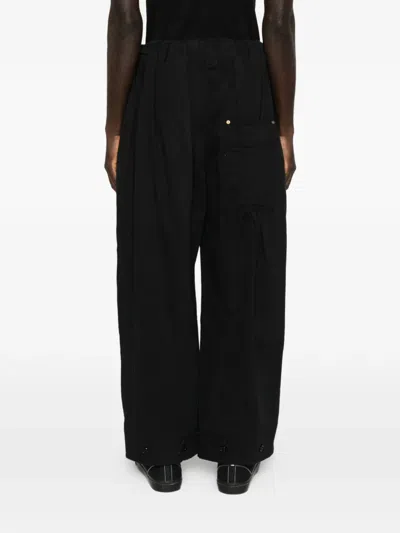 Open Yy Full Gather Pleated Trousers In Black