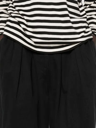 Open Yy Full Gather Pleated Trousers In Black