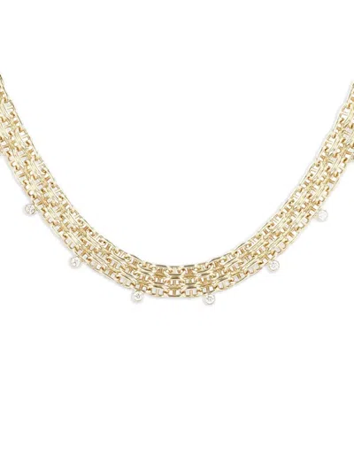 Pre-owned Hermes 2020's Diamond Chain Link Necklace In Gold